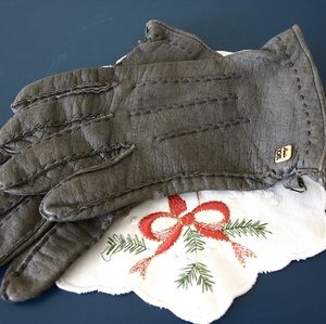 Gray Vintage Leather Gloves